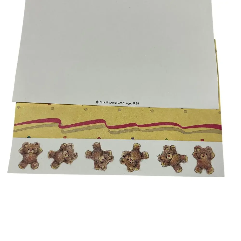 SMALL WORLD GREETINGS Teddy Bear Note Cards Envelopes Vintage 1980s Stationery